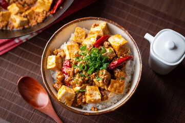Mapo-Don, spicy mapo tofu on rice