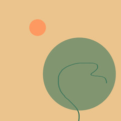 Abstract landscape illustration, mountains and sea.