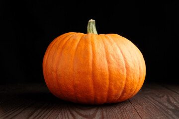 Autumn fresh pumpkin on dark background