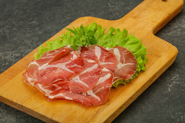 Smoked pork neck slices snack