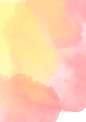 Pink-yellow watercolor background. Delicate peach color. Watercolor background for romantic, wedding card, invitation.