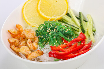 Asian cuisine cellophane noodles with prawn