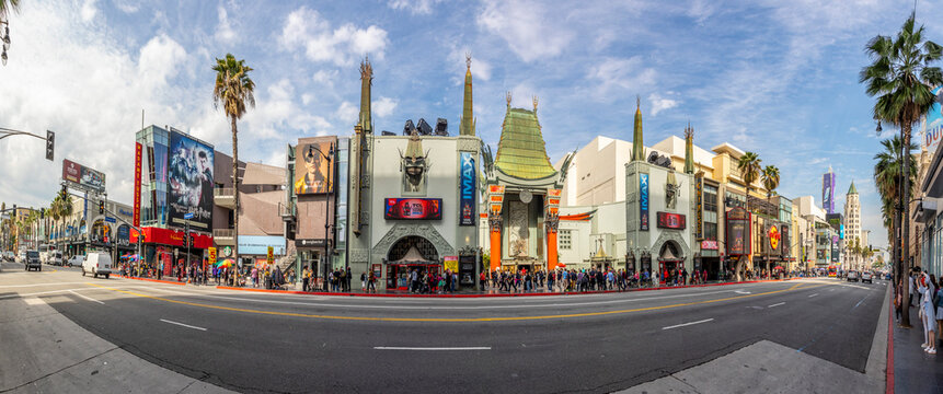 street view of Hollywood boulevard with madame tussauds theater and other landmarks.