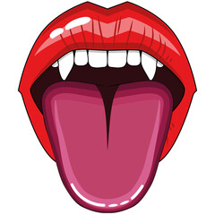 Vampire open lips with tongue