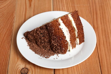 Layer Cake with cream with grated chocolate topping