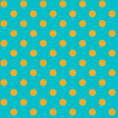 Polkadots, speckle, freckle circles seamless pattern. Halftone, half-tone colorful (duotone) repeatable pattern, vector
