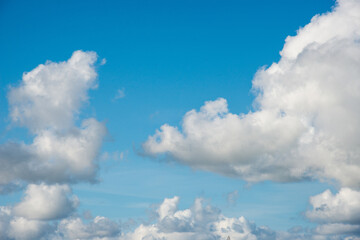 Naklejka na ściany i meble beautiful blue sky with white clouds in autumn