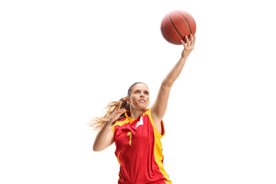 Female Basketball Player Doing Layup