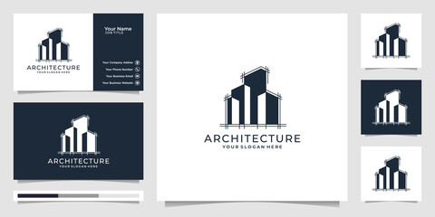 logo real estate design vector template. black and white. real estate logo design symbols and business card. Premium Vector