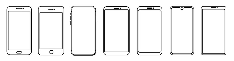 Outline graphic mobile phone. Vector illustration