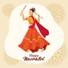 happy navratri celebration with woman dancer