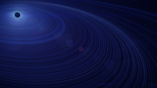 Sci Fi cosmic technological futuristic HUD background.Saturn's circular,elliptical rings.Blue background with light flare.3D CG graphic.Planet Saturn's rings.Type 2