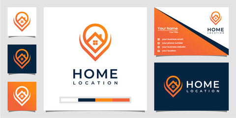 Home location logo templates. with line art style and business card design