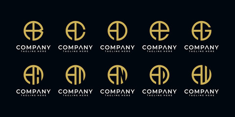 Set of creative abstract monogram letter a and etc logo design template