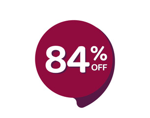 84% OFF Sale Discount Banner, Discount offer price label, 84% Discount Sticker