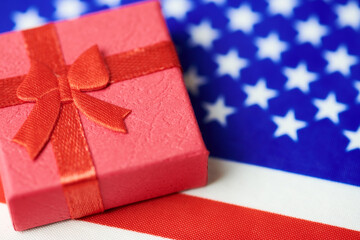 Gift box on USA flag