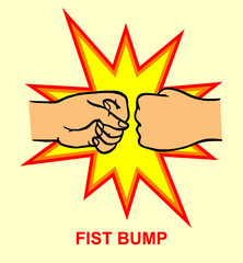 Two fists bumping together, two hands with fists in air punching, concept of fight,