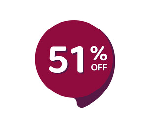 51% OFF Sale Discount Banner, Discount offer price label, 51% Discount Sticker