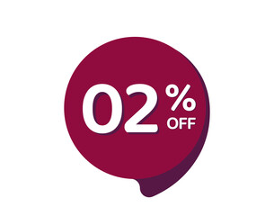 02% OFF Sale Discount Banner, Discount offer price label, 02% Discount Sticker