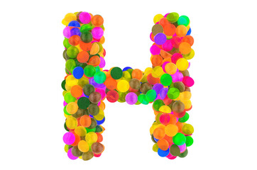 Letter H from colored marmalade candies. 3D rendering