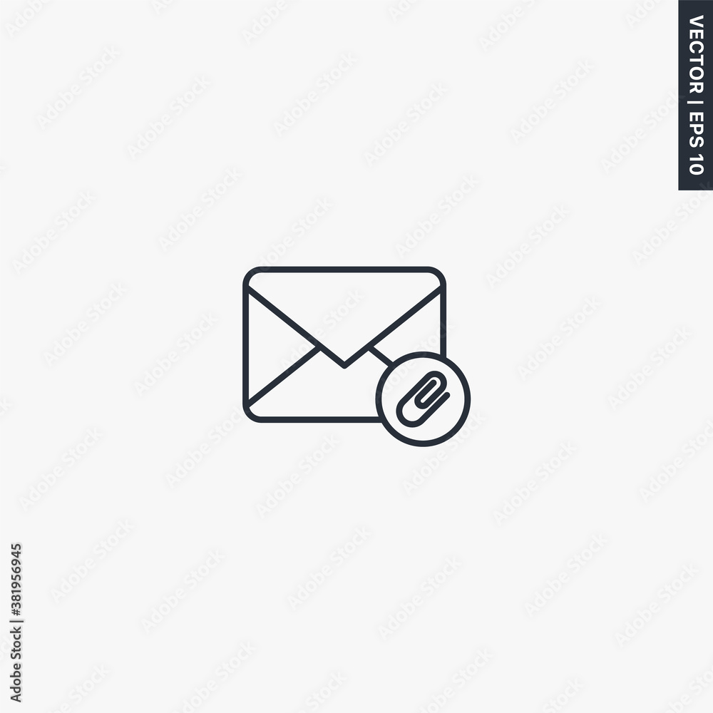 Poster assign email envelope, linear style sign for mobile concept and web design