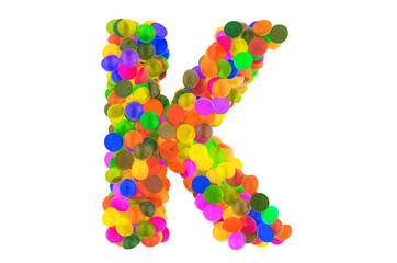 Letter K from colored marmalade candies. 3D rendering