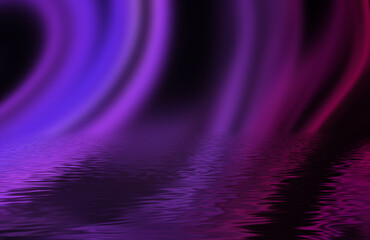 Dark abstract futuristic background. Neon lines glow. Neon lines, shapes. Multi-colored glow, blurry lights, bokeh. Empty stage background 3D illustration