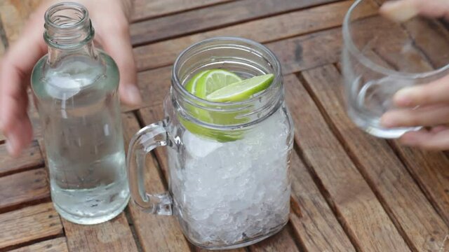 Lime sparkling water cold drink
