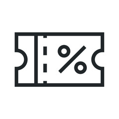 Modern discount voucher/coupon outline icon design. Editable stroke on white background for web and ui design.