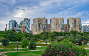 Obraz premium Buildings near the Turia park in Valencia