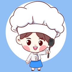 Cute chef boy cartoon