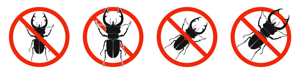 Chafer with red ban sign. STOP chafer beetle sign