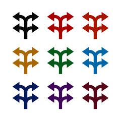 Direction arrow sign icon, color set