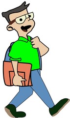 College boy  walking in a happy mood