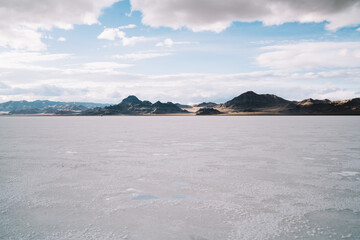 Picturesque view of Bonneville Salt Flats
