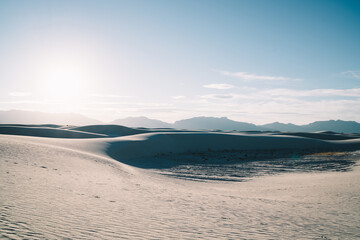 Boundless desert with white dunes