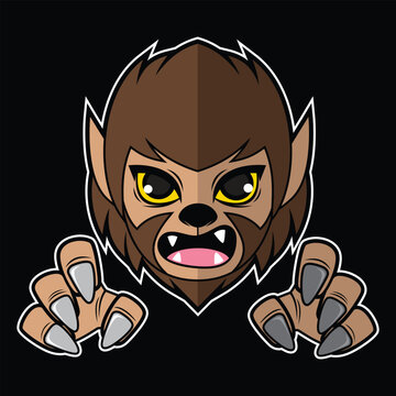 Cute Werewolf Attack - Vector Illustration