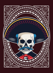 dia de los muertos poster with mariachi skull