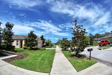 house and beautiful cloud in summer