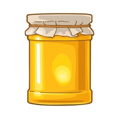 Glass Jar with honey packaging paper. Vector color illustration.