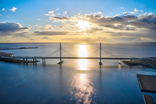 sunset over a bridge