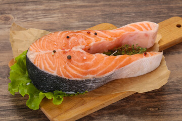 Raw salmon steak - ready for grill