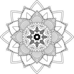 Easy Mandala coloring book simple and basic for beginners, seniors and children. Set of Mehndi flower pattern for Henna drawing and tattoo. Decoration in ethnic oriental, Indian style.