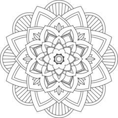 Easy Mandala coloring book simple and basic for beginners, seniors and children. Set of Mehndi flower pattern for Henna drawing and tattoo. Decoration in ethnic oriental, Indian style.