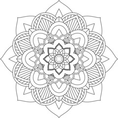 Easy Mandala coloring book simple and basic for beginners, seniors and children. Set of Mehndi flower pattern for Henna drawing and tattoo. Decoration in ethnic oriental, Indian style.
