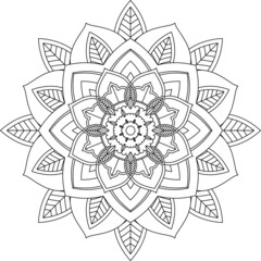 Easy Mandala coloring book simple and basic for beginners, seniors and children. Set of Mehndi flower pattern for Henna drawing and tattoo. Decoration in ethnic oriental, Indian style.