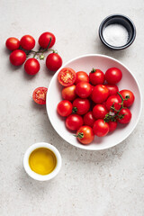 Cherry tomatoes and olive oil.