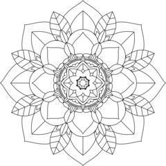 Easy Mandala coloring book simple and basic for beginners, seniors and children. Set of Mehndi flower pattern for Henna drawing and tattoo. Decoration in ethnic oriental, Indian style.