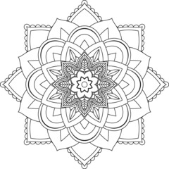Easy Mandala coloring book simple and basic for beginners, seniors and children. Set of Mehndi flower pattern for Henna drawing and tattoo. Decoration in ethnic oriental, Indian style.