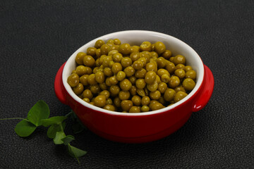 Canned Green peas in the bowl
